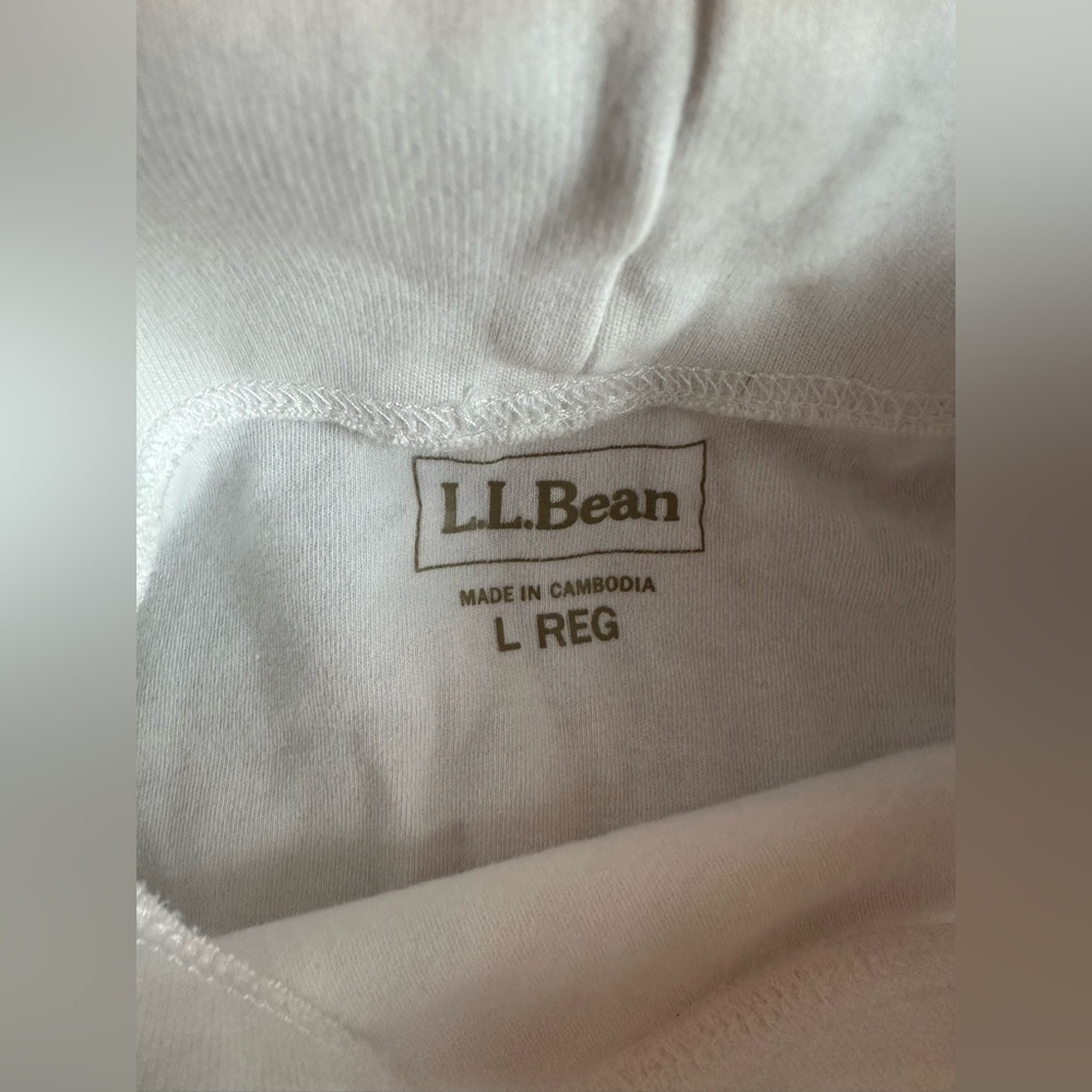 LL Bean White Turtleneck Top Women L Reg Cotton Stretch Layering Tee - Picture 3 of 3